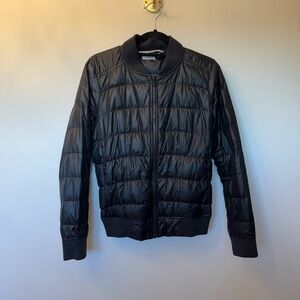 Athleta Goose Down Black Quilted Bomber Jacket!